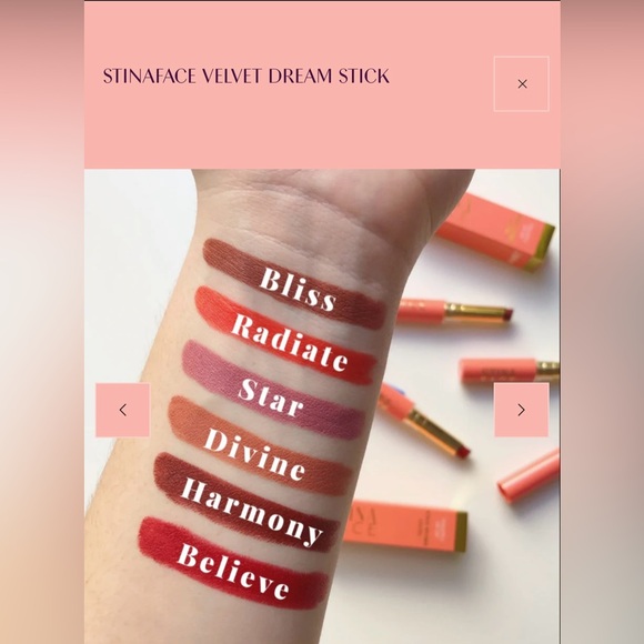 2/$25 STINA FACE VELVET DREAMSTICK LIPSTICK name BLISS - BRAND NEW IN THE BOX! - Picture 5 of 6